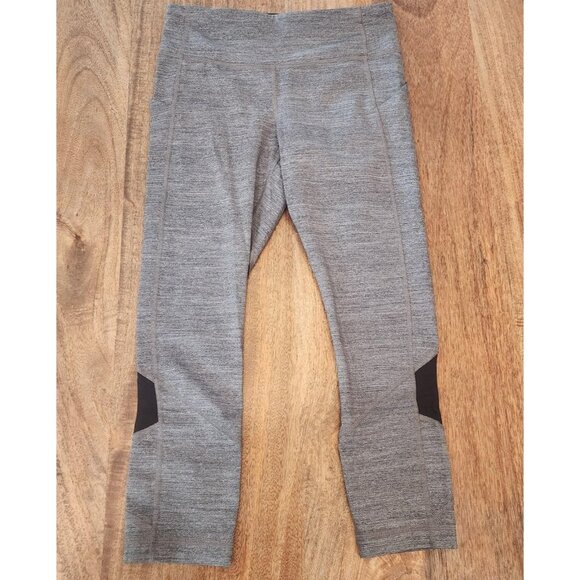 Lululemon Pants Womens 6 Gray Black Inspire Crop Capri Running Zip Pocket Mesh - Picture 1 of 9